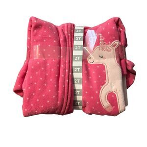 Carter's 2T Pink Polka Dot Unicorn Toddler Girl's Fleece Footed Pajama Sleeper